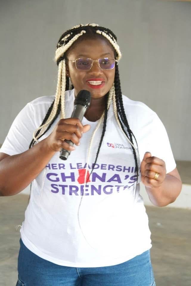 Jana Foundation team member speaking on Her Leadership, Ghana's Strength